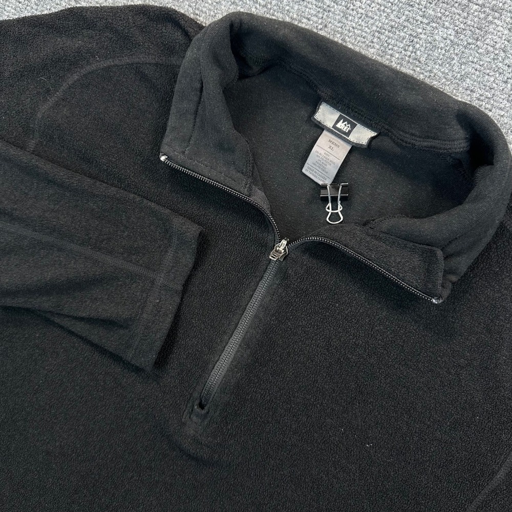 REI Co-op 1/4 Zip Pullover Fleece Jacket Mens XL Black Hiking Outdoors Run Walk